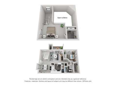 Floor plan for 1 bed, 1 bath, 1063 sqft